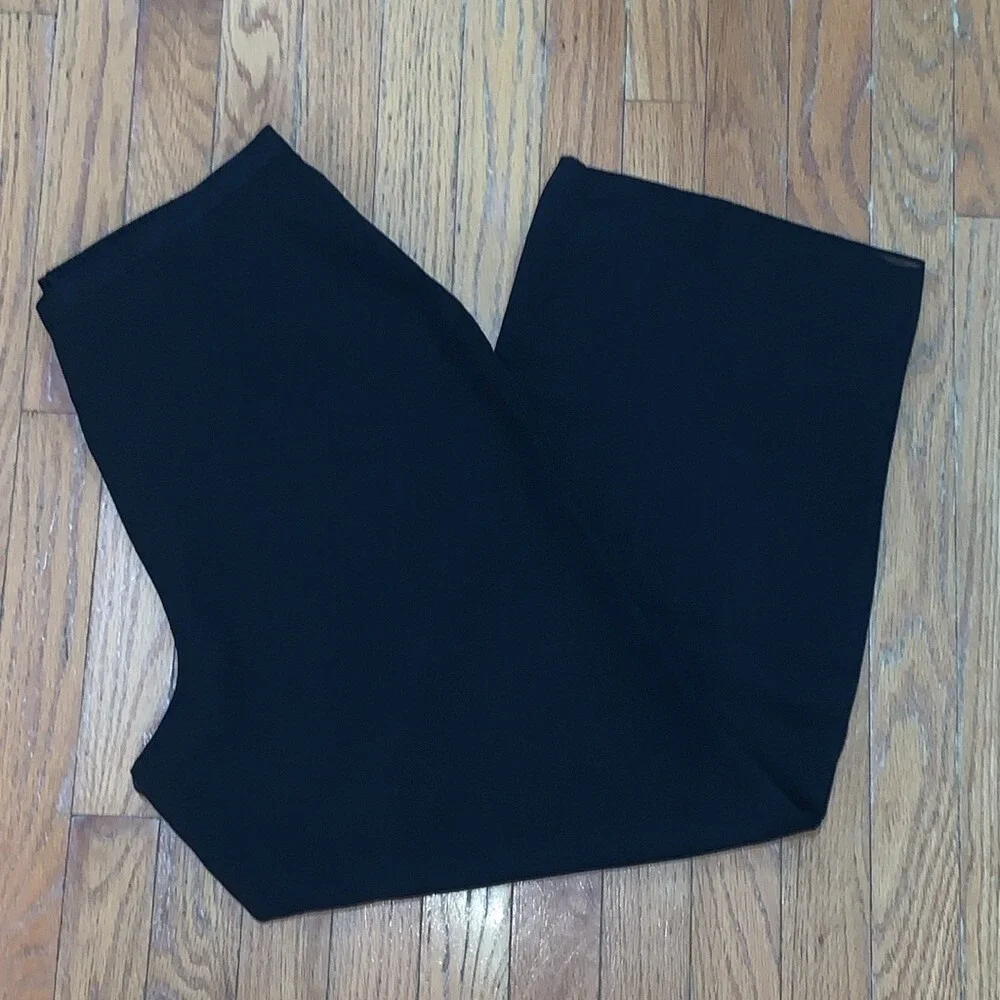 Coldwater Creek Womens Petite 14 Black Wide Leg Chiffon Overlay‎ Dress Pants P14